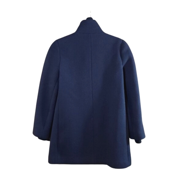 J. Crew Navy Blue Longline Lodge Coat in Italian Stadium Cloth Preppy Women's 2P - Picture 5 of 7